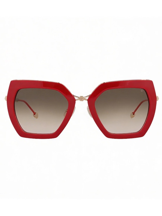 NWT | Philipp Plein | Red Cat-Eye Sunglasses | SPP097S - Gold Detail main image 6
